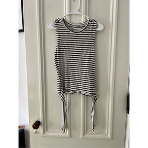 O'Neill cream and dark gray/kaki striped tank top with ties S